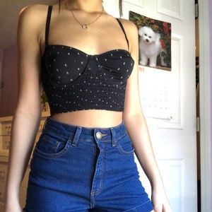 black and white bustier top